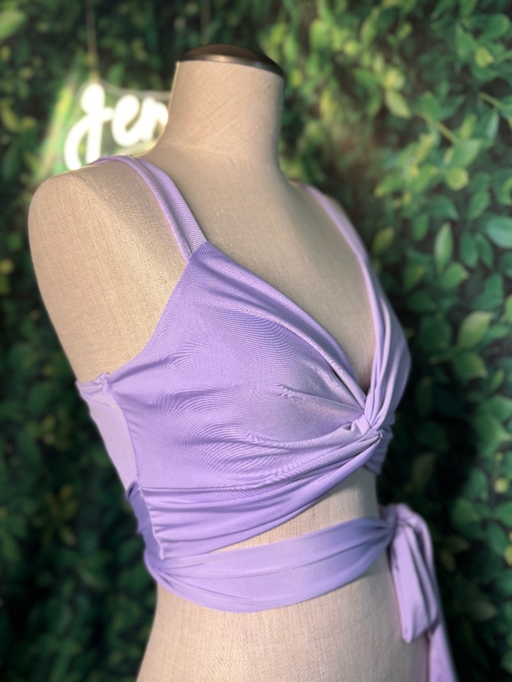 Lilac Twist Front Wrap Crop Top One Size Boho Vacation Top